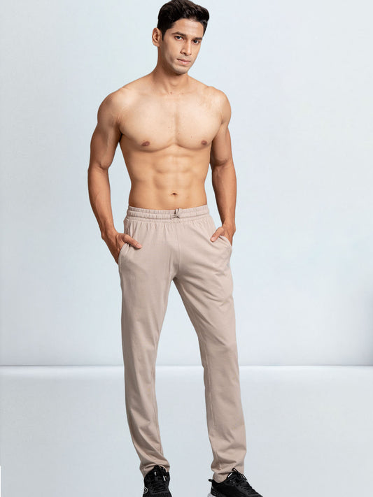 Men's Cotton Rich Regular Fit Track Beige