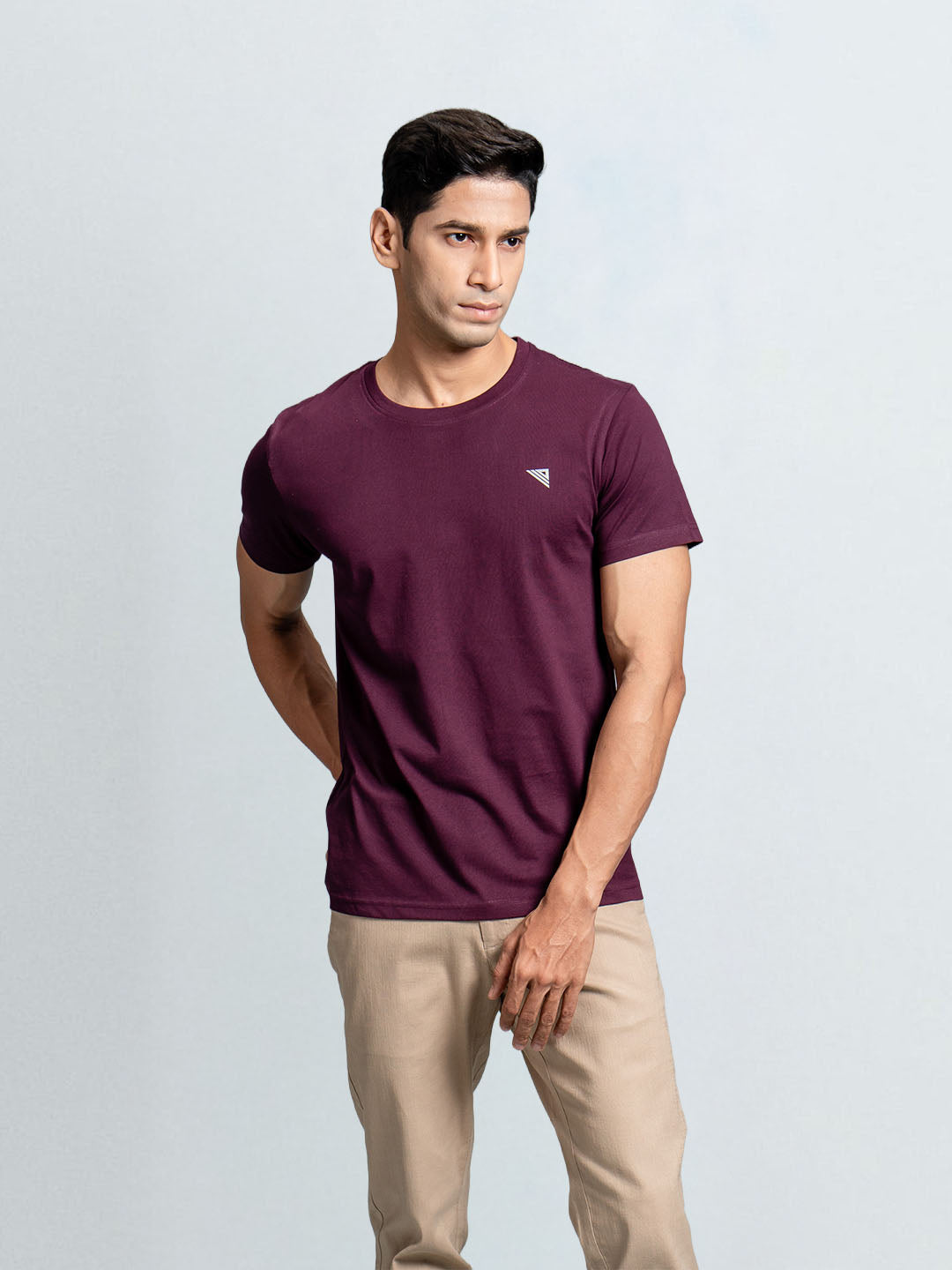 Men's 100% Cotton Crew Neck Wine