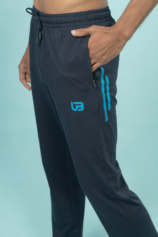 Men Combed Cotton Rich Agile Track Pant with Zipper Pockets Navy AGT4