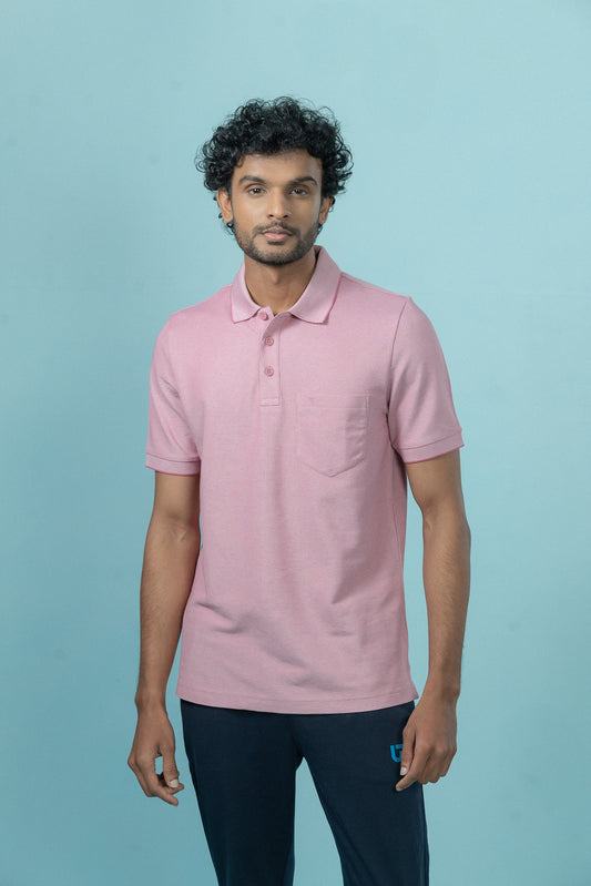 Mens Expert Polo Tshirt with Pocket Heather Rose EP44
