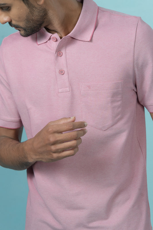 Mens Expert Polo Tshirt with Pocket Heather Rose EP44
