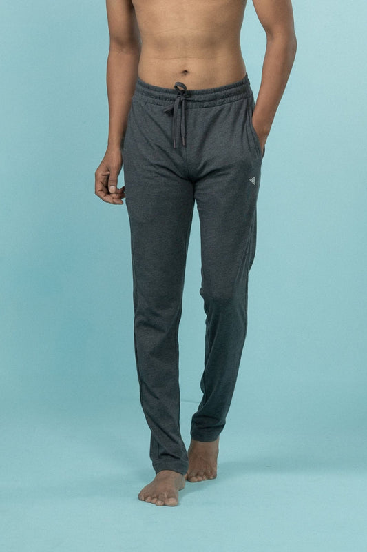 Combed Cotton Side Sew Panel Smart Fit Zipper Pocket Track Pant Charcoal Melange ETK8