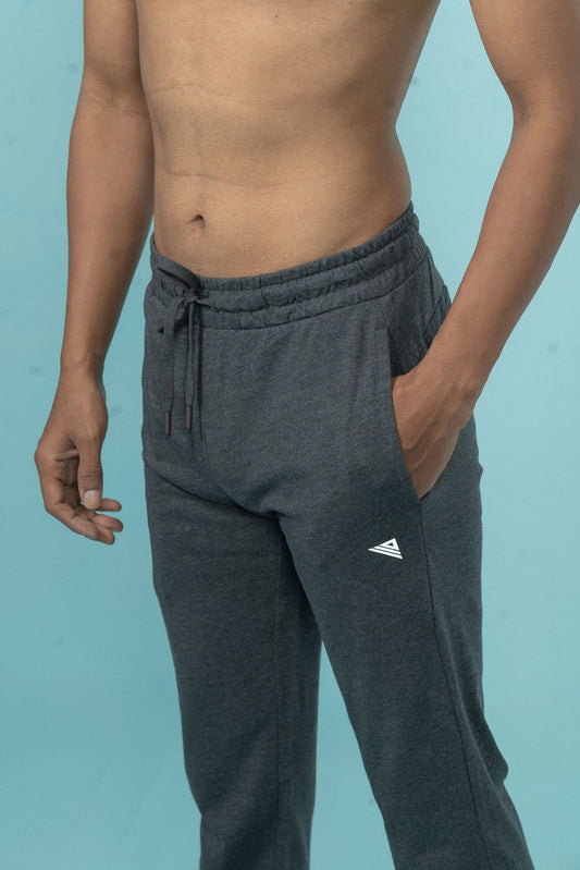 Combed Cotton Side Sew Panel Smart Fit Zipper Pocket Track Pant Charcoal Melange ETK8