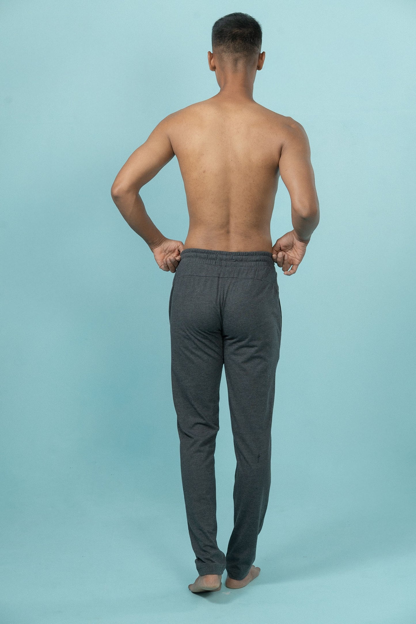 Combed Cotton Side Sew Panel Smart Fit Zipper Pocket Track Pant Charcoal Melange ETK8