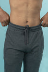 Combed Cotton Side Sew Panel Smart Fit Zipper Pocket Track Pant Charcoal Melange ETK8