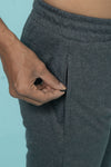 Combed Cotton Side Sew Panel Smart Fit Zipper Pocket Track Pant Charcoal Melange ETK8