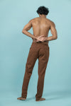 Combed Cotton Side Sew Panel Smart Fit Zipper Pocket Track Pant Brown ETK4