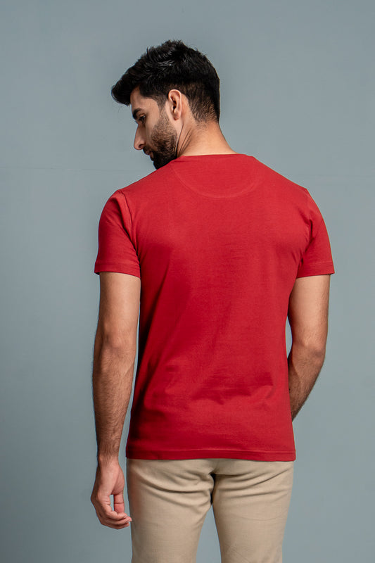 Men 100% Cotton Smart Fit Expert Tee Maroon ET6
