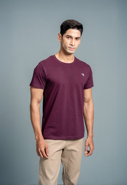 Men 100% Cotton Smart Fit Expert Tee Wine ET16