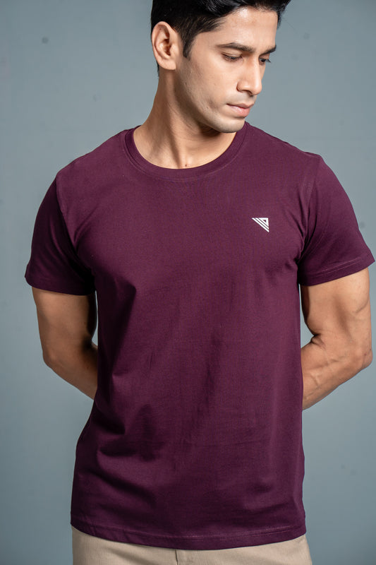 Men 100% Cotton Smart Fit Expert Tee Wine ET16