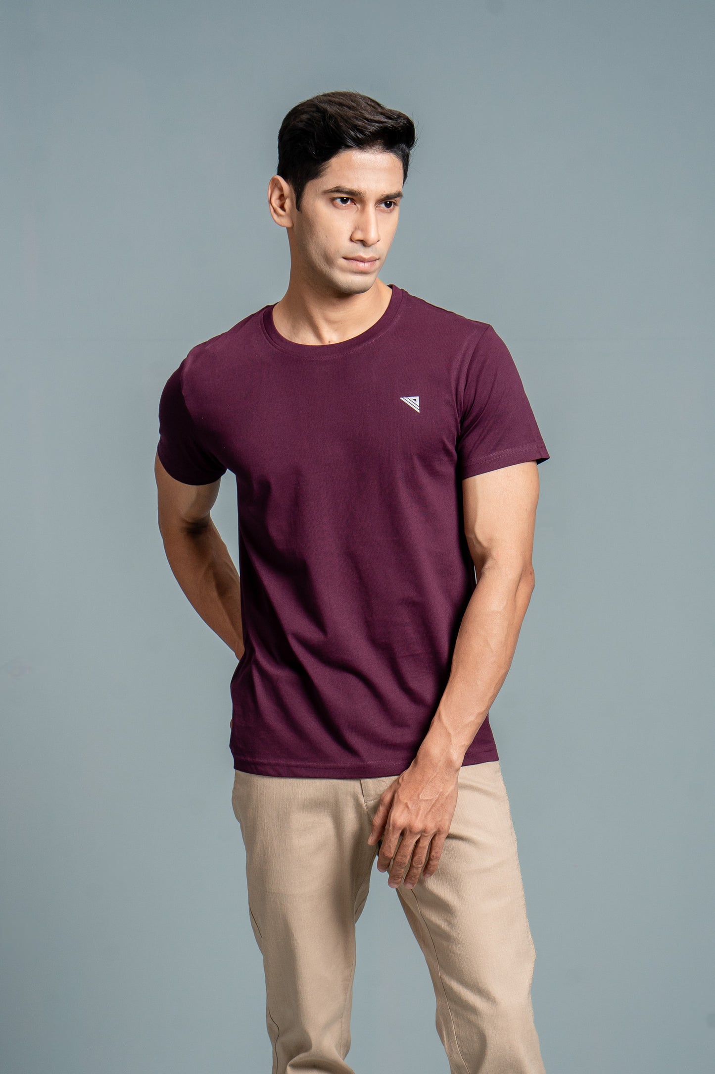 Men 100% Cotton Smart Fit Expert Tee Wine ET16