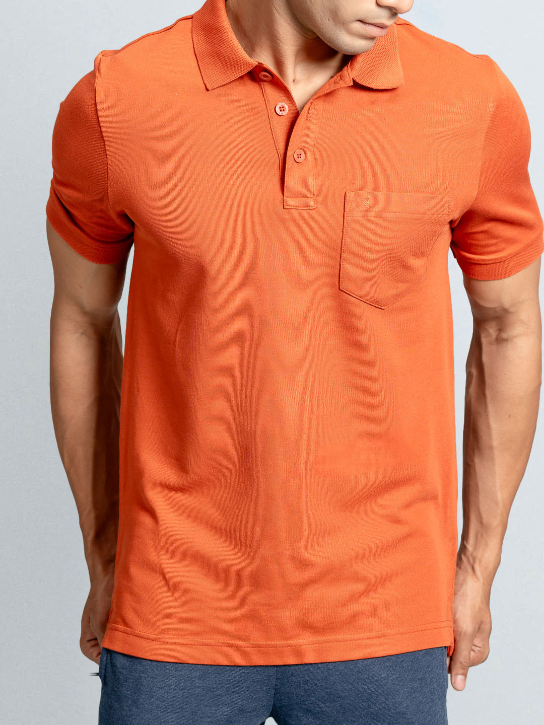 Men's Cotton Rich Pique Polo Burnt Orange
