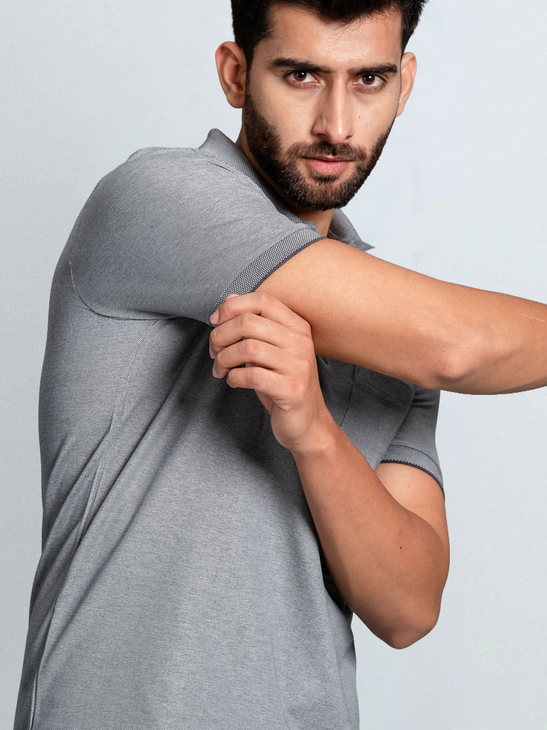 Men's Cotton Rich Pique Polo Heather Grey