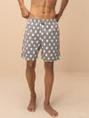 Men 100% Combed Cotton Grey Woven Printed Boxer Long Shorts WB47