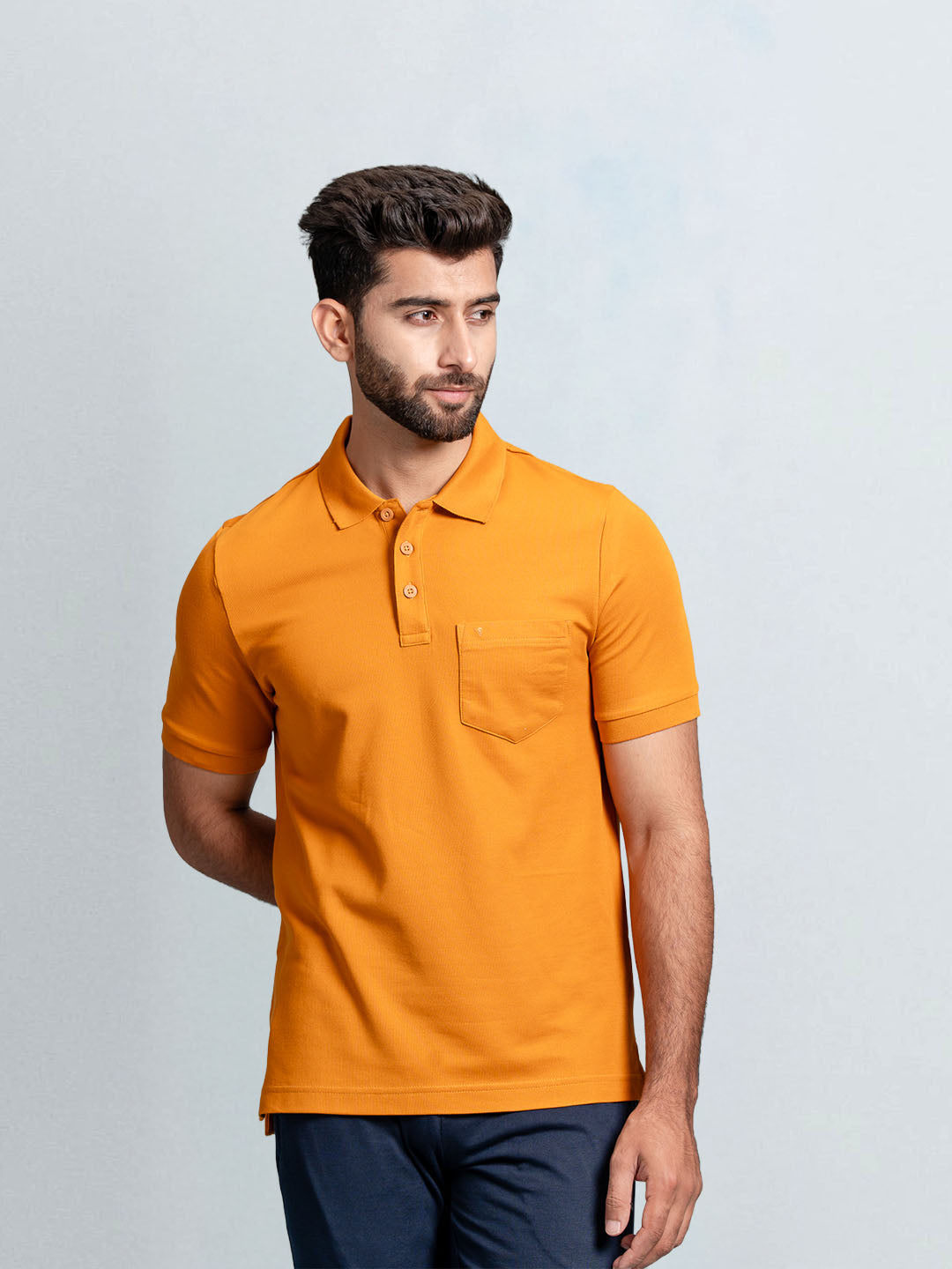 Men's Cotton Rich Pique Polo Mustard