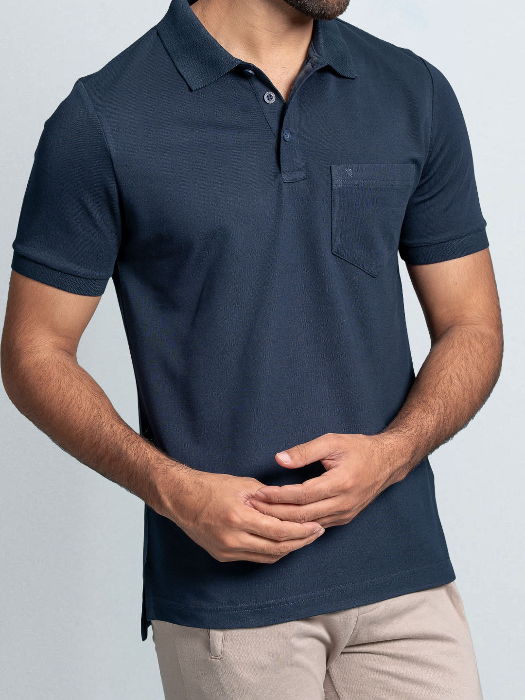 Men's Cotton Rich Pique Polo Navy