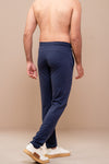 Combed Cotton Side Sew Panel Smart Fit Zipper Pocket Track Pant Navy ETK2