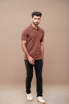 Men Extra Long Staple Cotton Smart Fit Apex Polo T-Shirt Rust Brown AX12