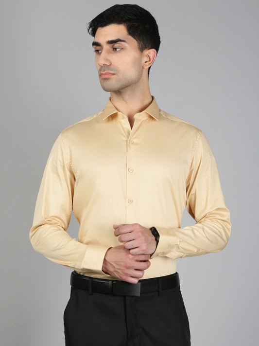 Men Stretch Cotton Shirt Gold FS30
