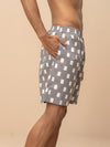 Men 100% Combed Cotton Grey Woven Printed Boxer Long Shorts WB47