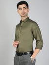 Men Stretch Cotton Shirt Olive Green FS32