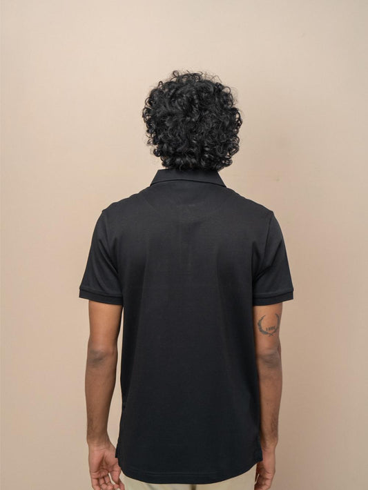 Men Extra Long Staple Cotton Smart Fit Apex Polo T-Shirt Black AX7