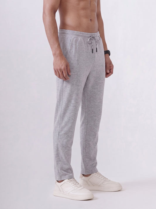 Cotton Rich Regular Fit Grey Melange Popcorn Track Pant