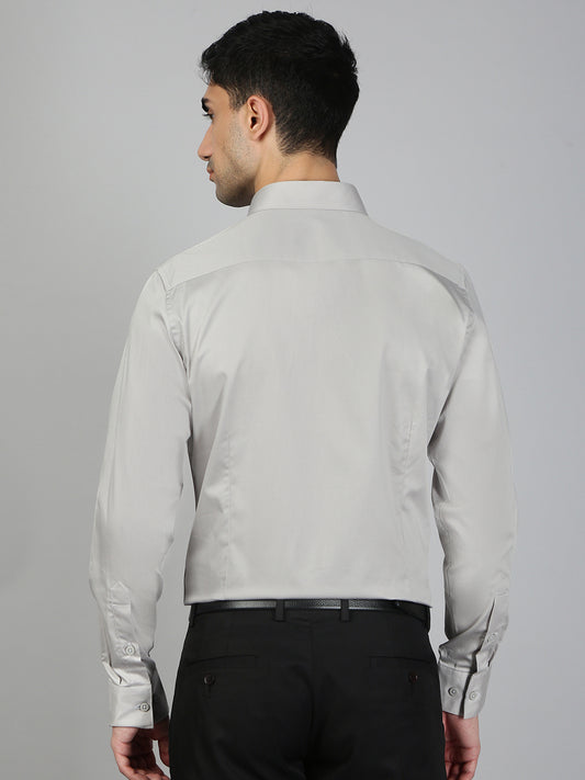 Men Stretch Cotton Shirt Silver FS33