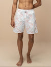 Men 100% Combed Cotton Off White Woven Printed Boxer Long Shorts WB46