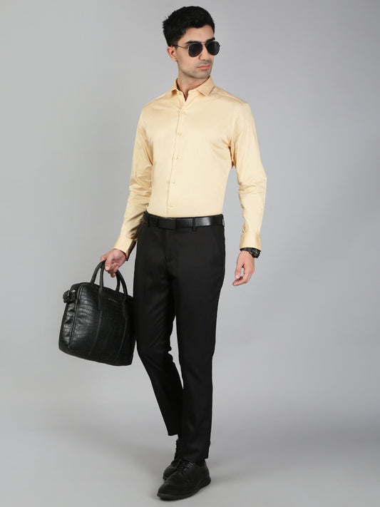 Men Stretch Cotton Shirt Gold FS30