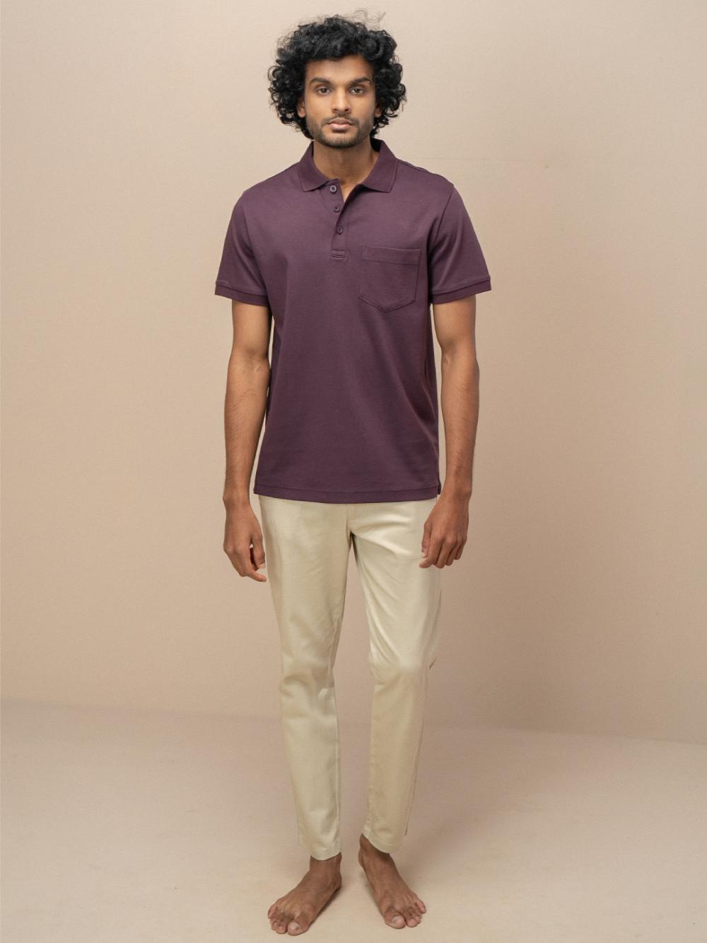 Men Extra Long Staple Cotton Smart Fit Apex Polo T-Shirt Grape AX8
