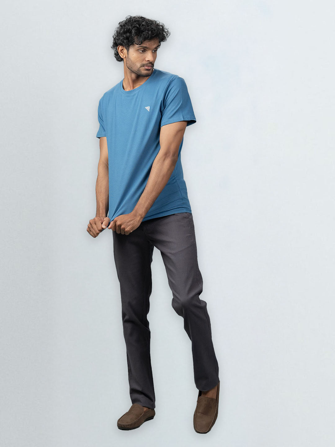 Men's 100% Cotton Crew Neck Petrol Blue