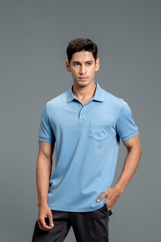 Extra Long Staple Length Cotton Polo Blue