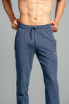 Combed Cotton Side Sew Panel Smart Fit Zipper Pocket Track Pant Denim Blue ETK10