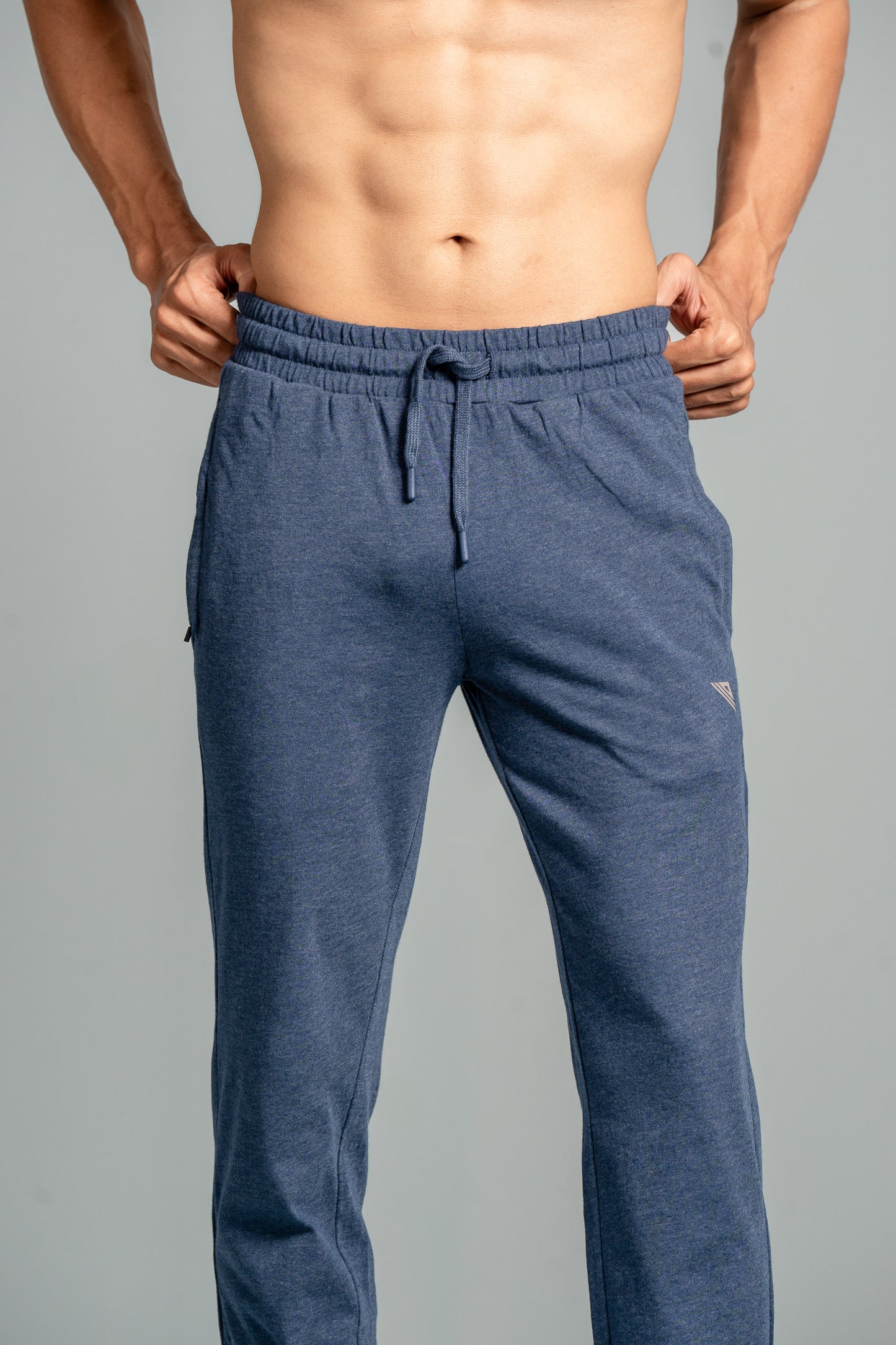 Combed Cotton Side Sew Panel Smart Fit Zipper Pocket Track Pant Denim Blue ETK10