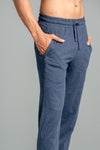 Combed Cotton Side Sew Panel Smart Fit Zipper Pocket Track Pant Denim Blue ETK10