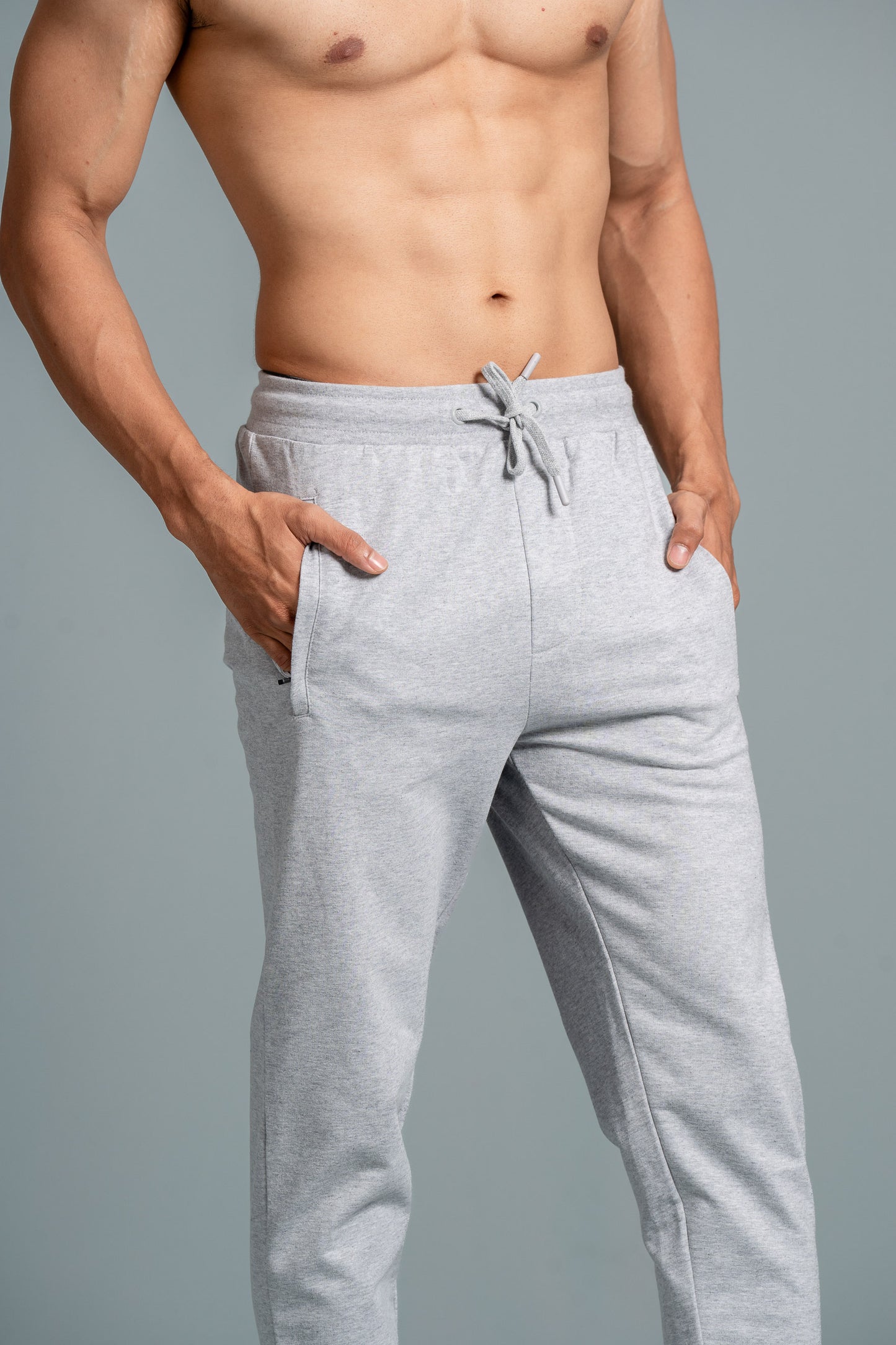 Men Combed Cotton Rich Jogger with Side Pockets Grey Melange JP1