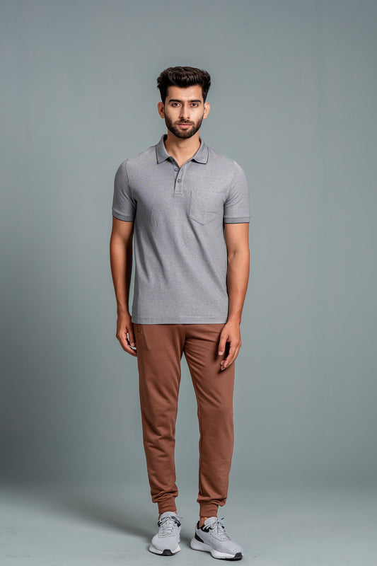 Men Expert Polo Tshirt with Pocket Heather Grey EP36