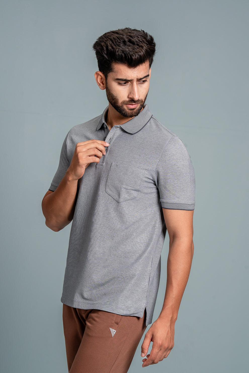 Men Expert Polo Tshirt with Pocket Heather Grey EP36