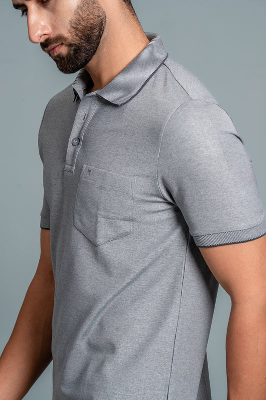 Men Expert Polo Tshirt with Pocket Heather Grey EP36