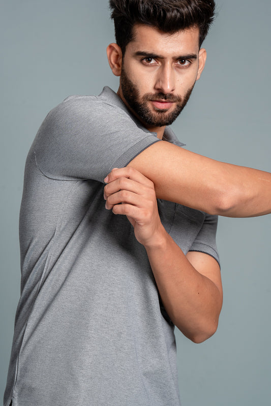 Men Expert Polo Tshirt with Pocket Heather Grey EP36