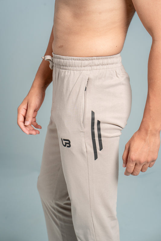 Men Combed Cotton Rich Agile Track Pant with Zipper Pockets Beige AGT6
