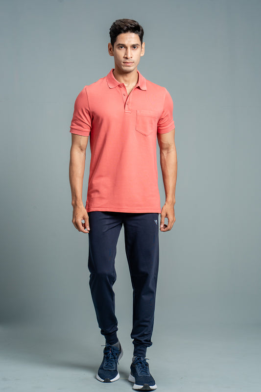 Men's Cotton Rich Pique Polo Coral