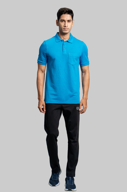 Men's Cotton Rich Pique Polo Blue