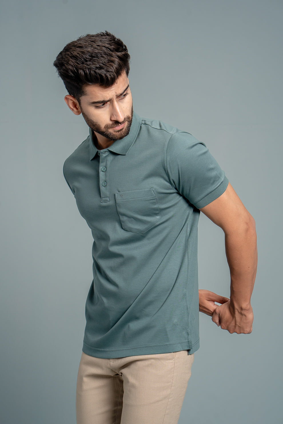 Men Extra Long Staple Cotton Smart Fit Apex Polo T-Shirt Giola Green AX2