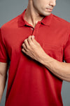 Men Extra Long Staple Cotton Smart Fit Apex Polo T-Shirt Red AX15