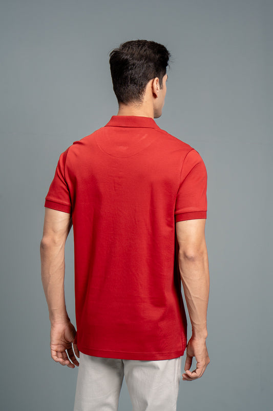 Men Extra Long Staple Cotton Smart Fit Apex Polo T-Shirt Red AX15