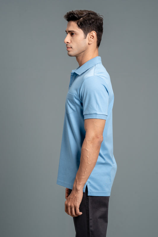 Extra Long Staple Length Cotton Polo Blue