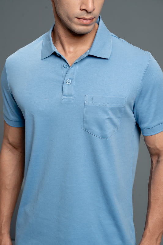 Extra Long Staple Length Cotton Polo Blue