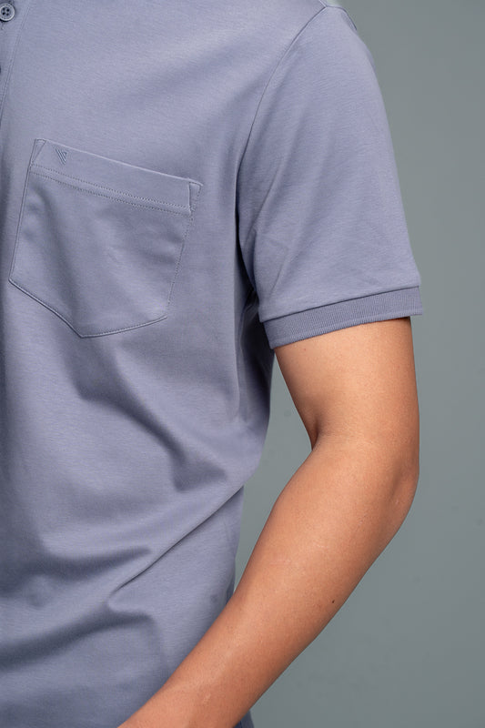 Men Extra Long Staple Cotton Smart Fit Apex Polo T-Shirt Amethyst Grey AX10